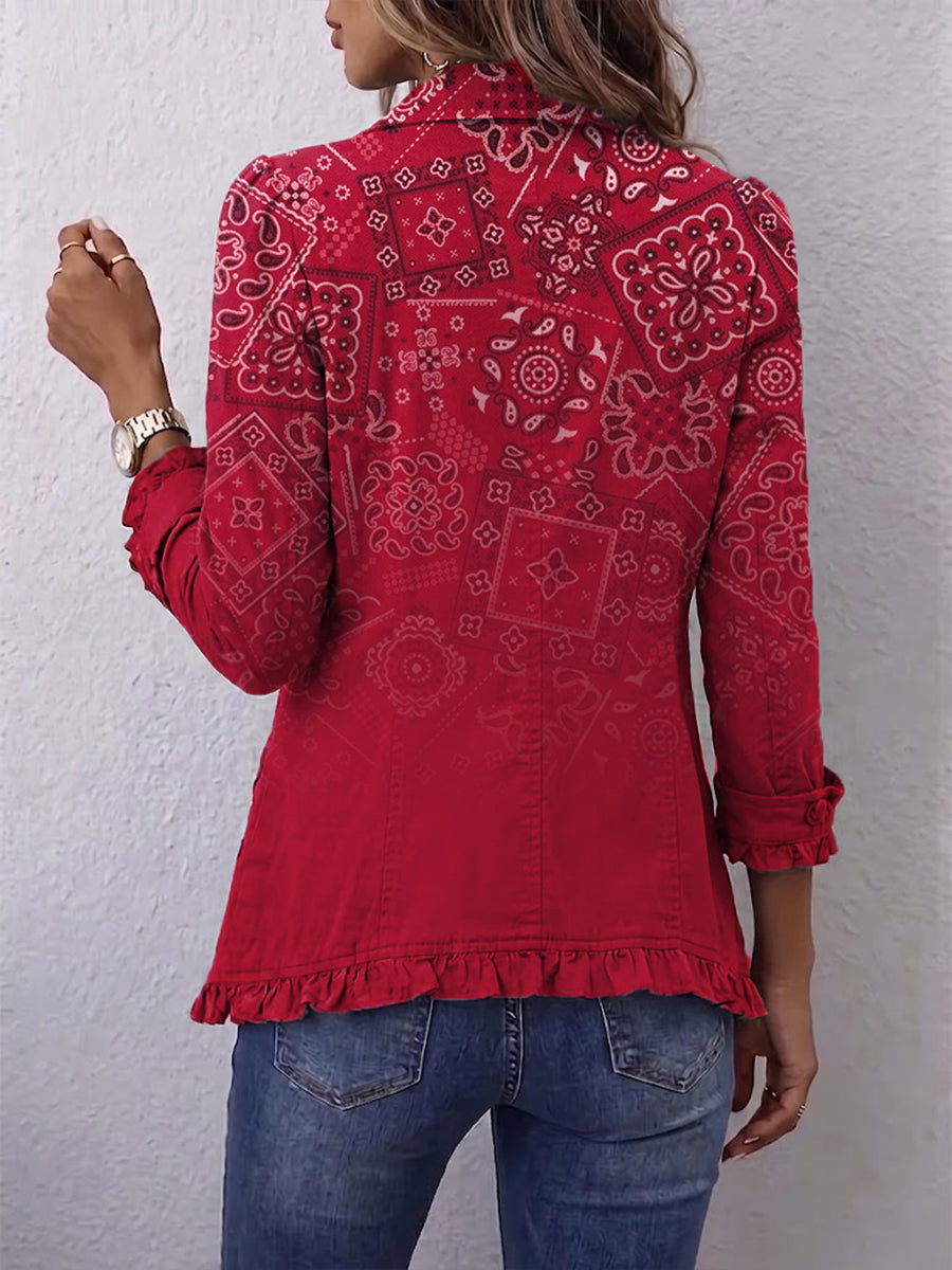 Santina | Chaqueta Estampado Cachemira Degradado con Volantes
