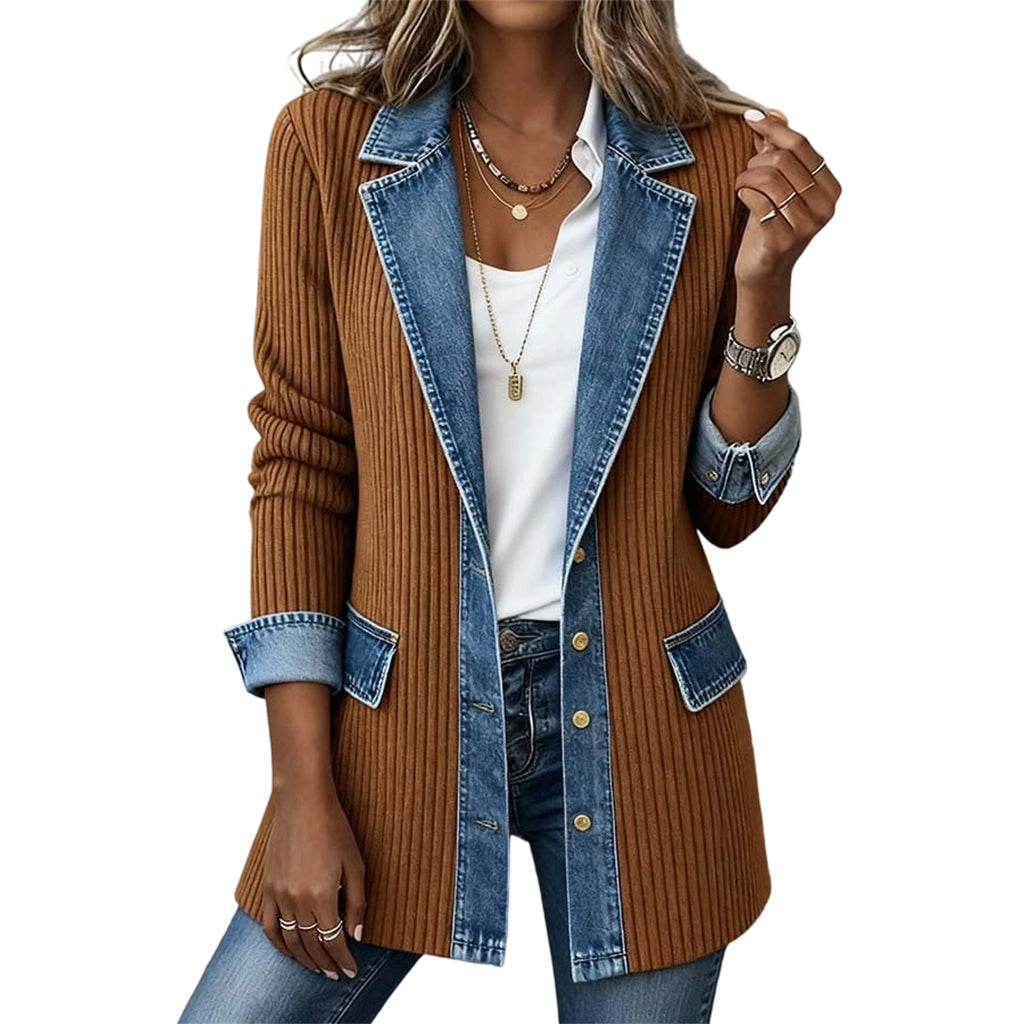 Lea | Chaqueta Denim y Punto de Canalé