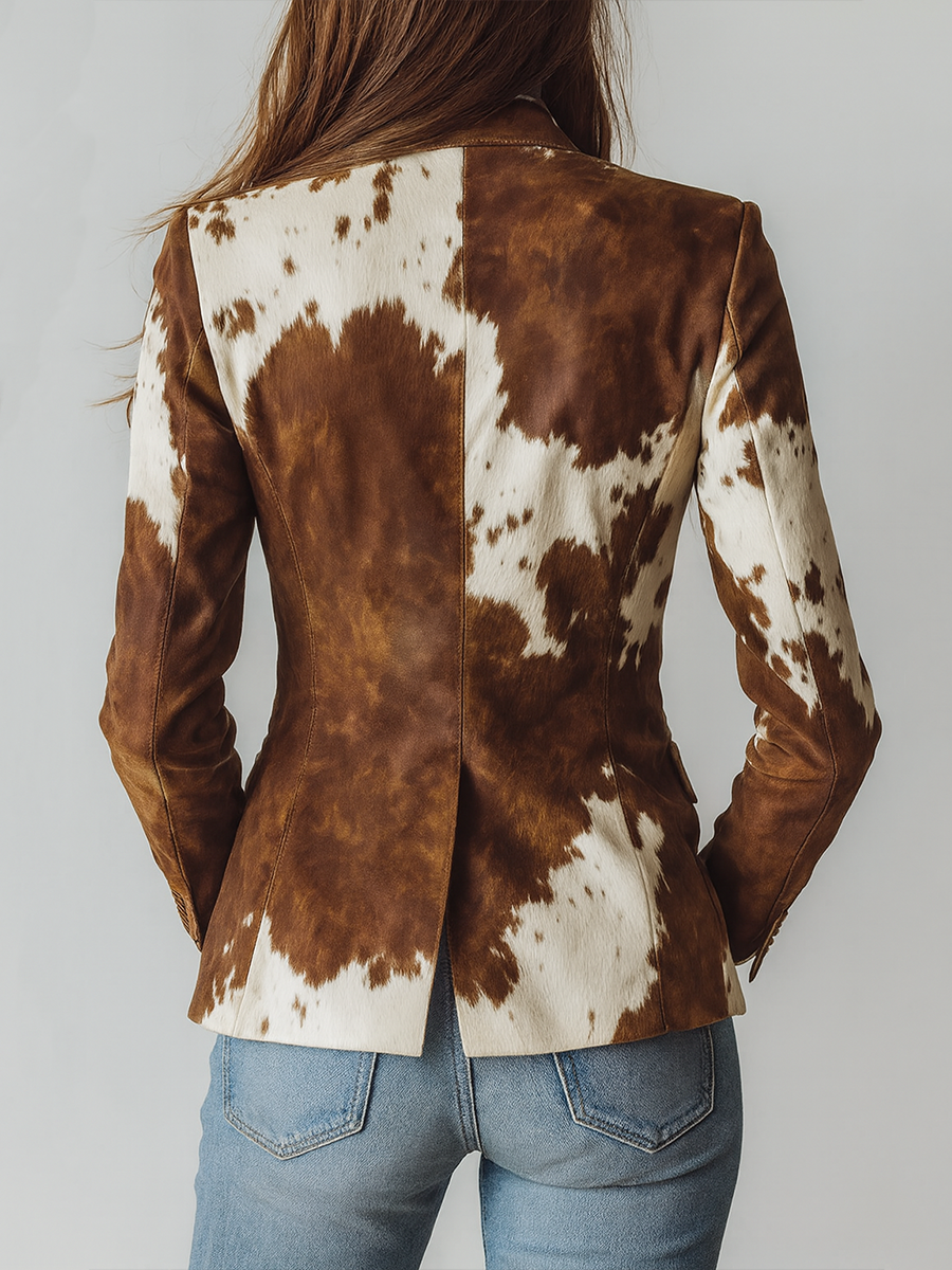 Alicia | Blazer Vintage con Estampado Animal de Inspiración Cow Print