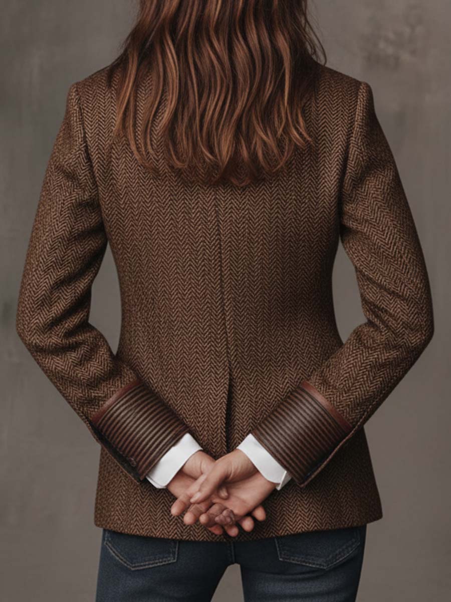 Francisca | Blazer de Espiga con Detalles Estampados