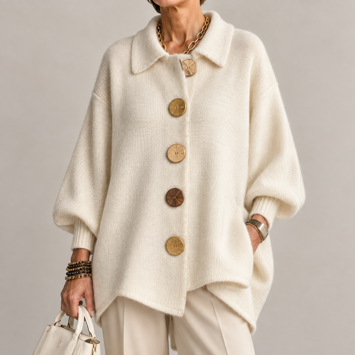 Adela | Cárdigan Oversize con Cuello