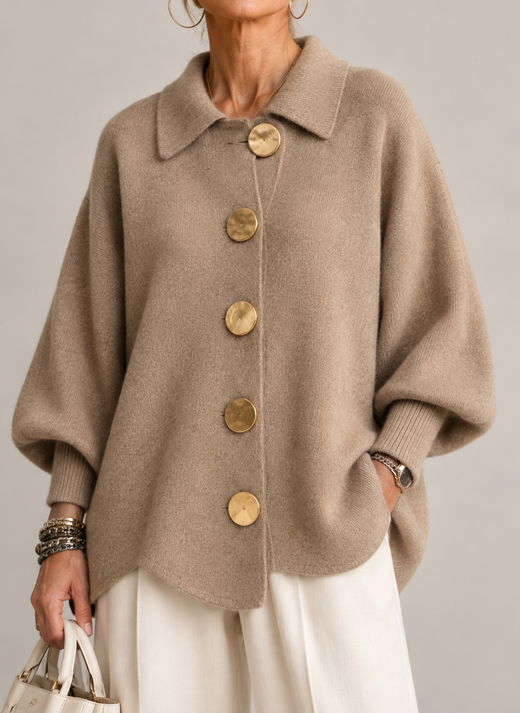Adela | Cárdigan Oversize con Cuello