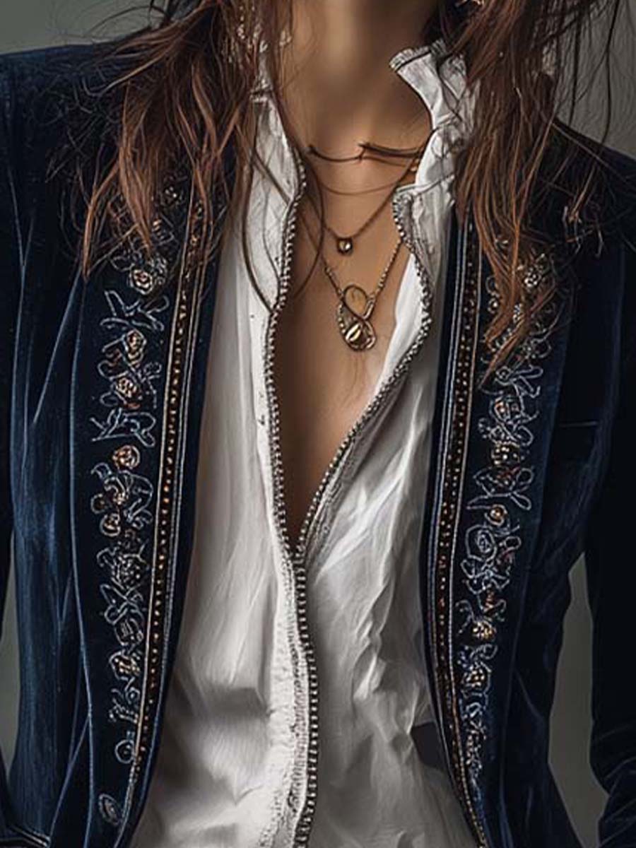 Clara | Chaqueta Larga Bordada de Estilo Vintage