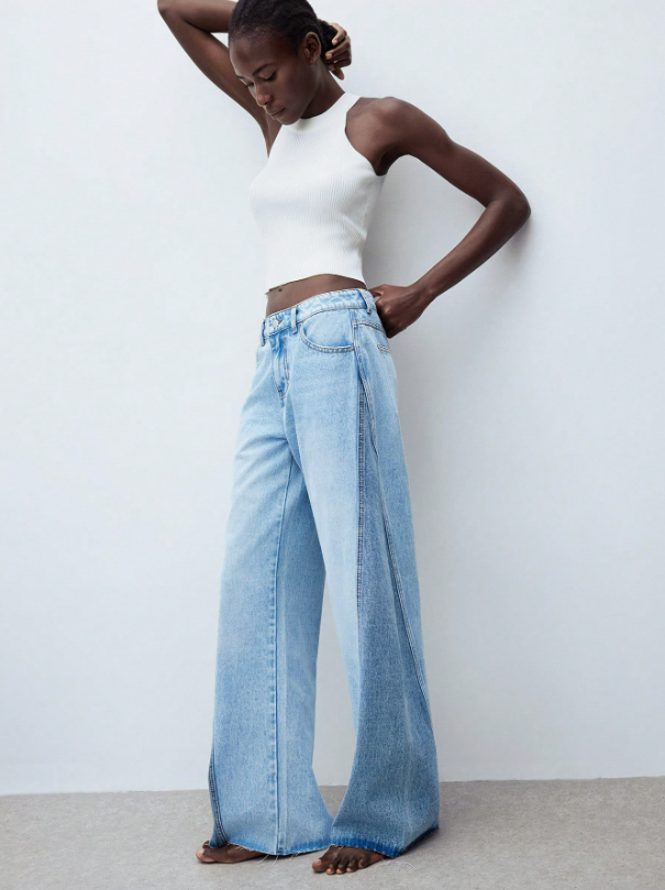 Valeria – Pantalón Denim Wide Contrast