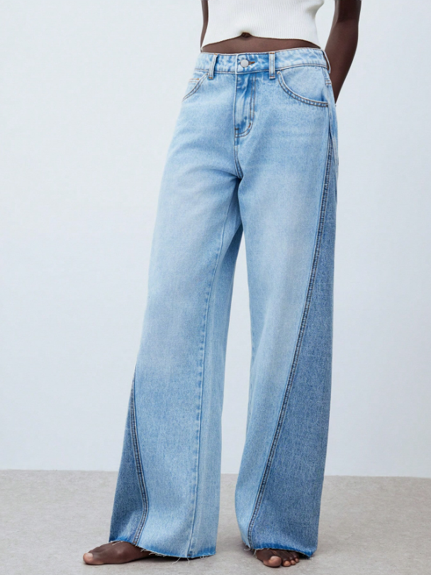 Valeria – Pantalón Denim Wide Contrast