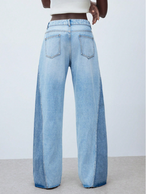 Valeria – Pantalón Denim Wide Contrast