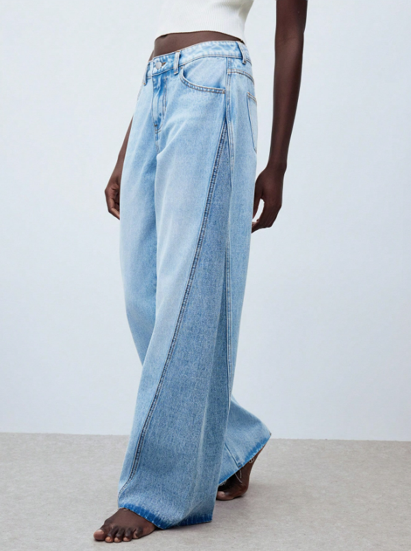 Valeria – Pantalón Denim Wide Contrast