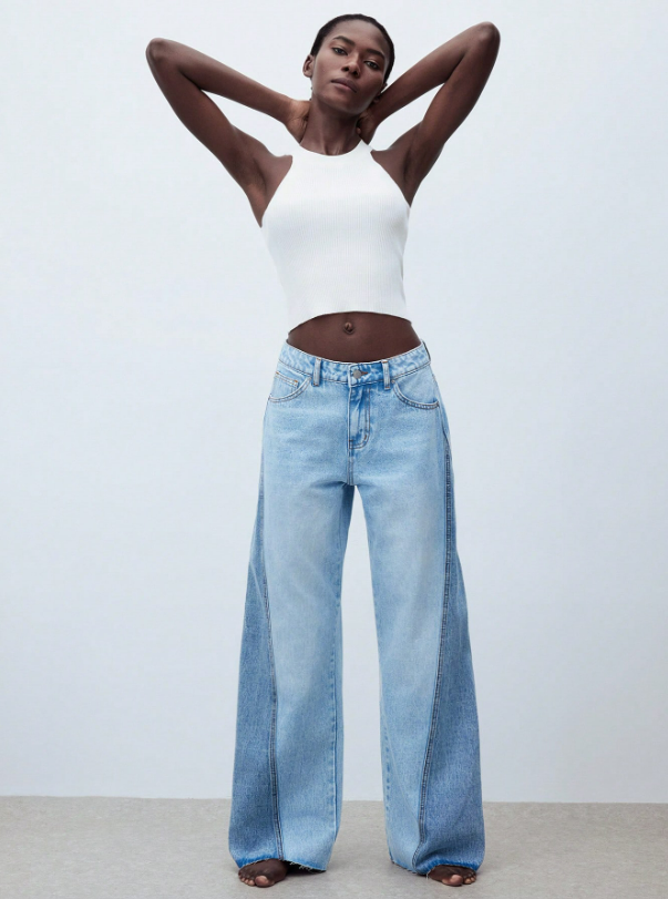 Valeria – Pantalón Denim Wide Contrast