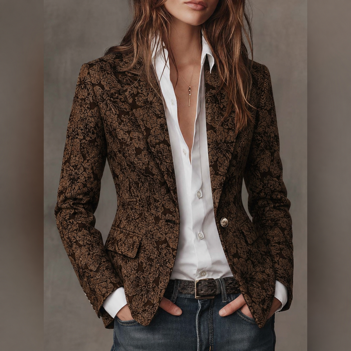 Lorena | Blazer Jacquard de Cachemira Entallado