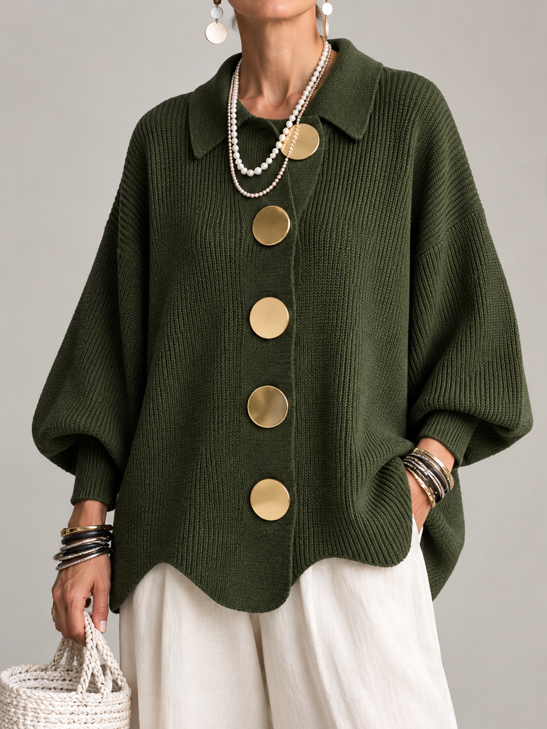 Adela | Cárdigan Oversize con Cuello
