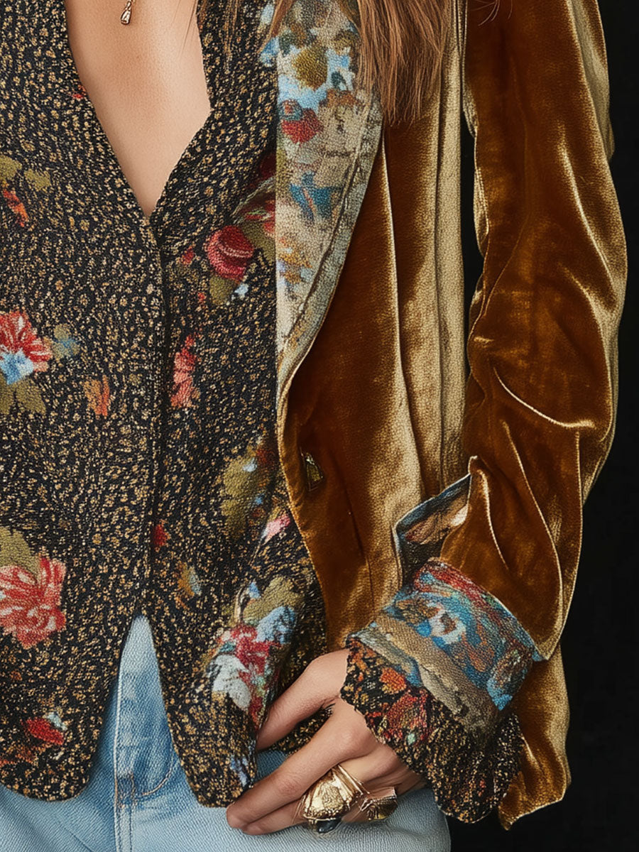 Ana | Blazer Patchwork con Estampado Floral Vintage