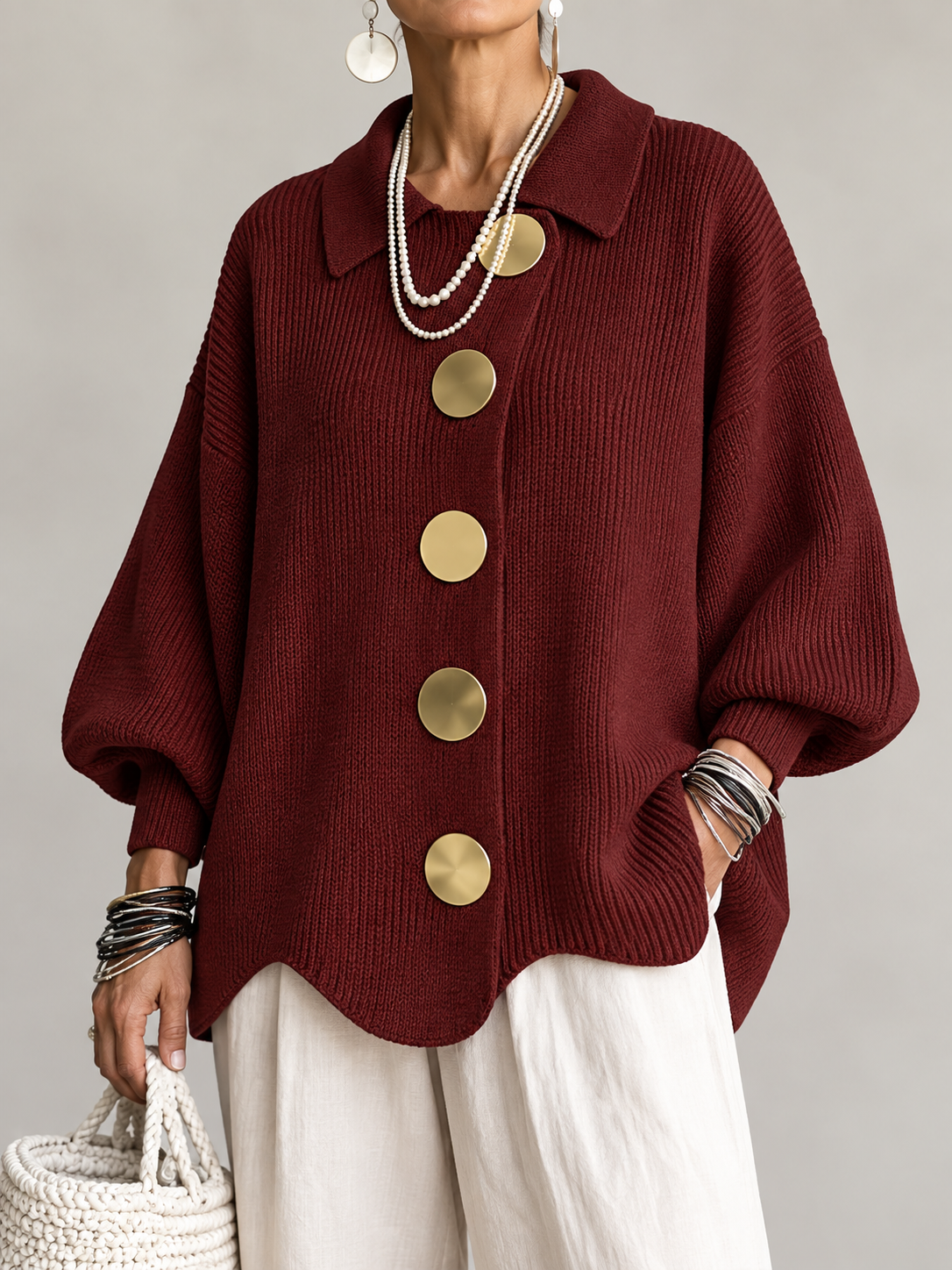 Adela | Cárdigan Oversize con Cuello