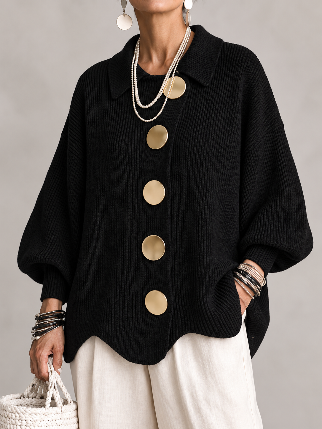 Adela | Cárdigan Oversize con Cuello