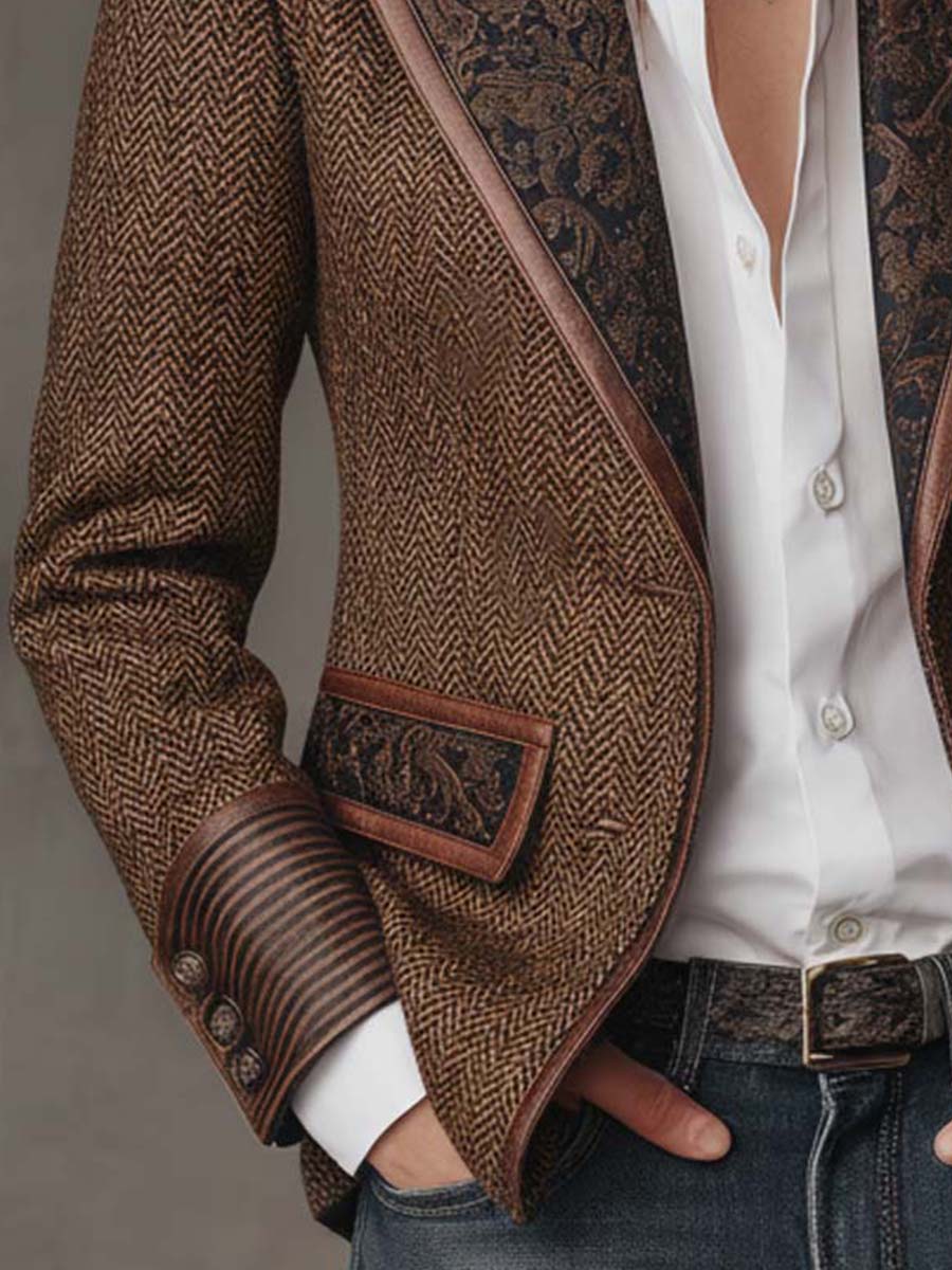 Francisca | Blazer de Espiga con Detalles Estampados