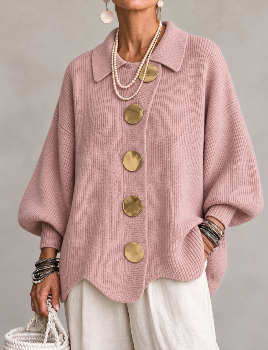 Adela | Cárdigan Oversize con Cuello