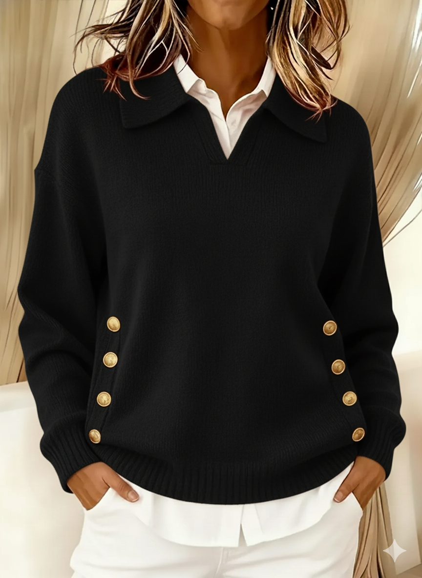 Erminia | Jersey con Cuello Polo y Botones