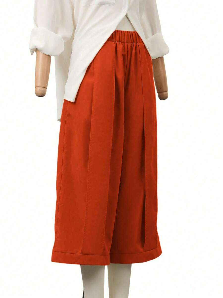 Palma - Pantalón Culotte Ancho con Pinzas y Cintura Elástica