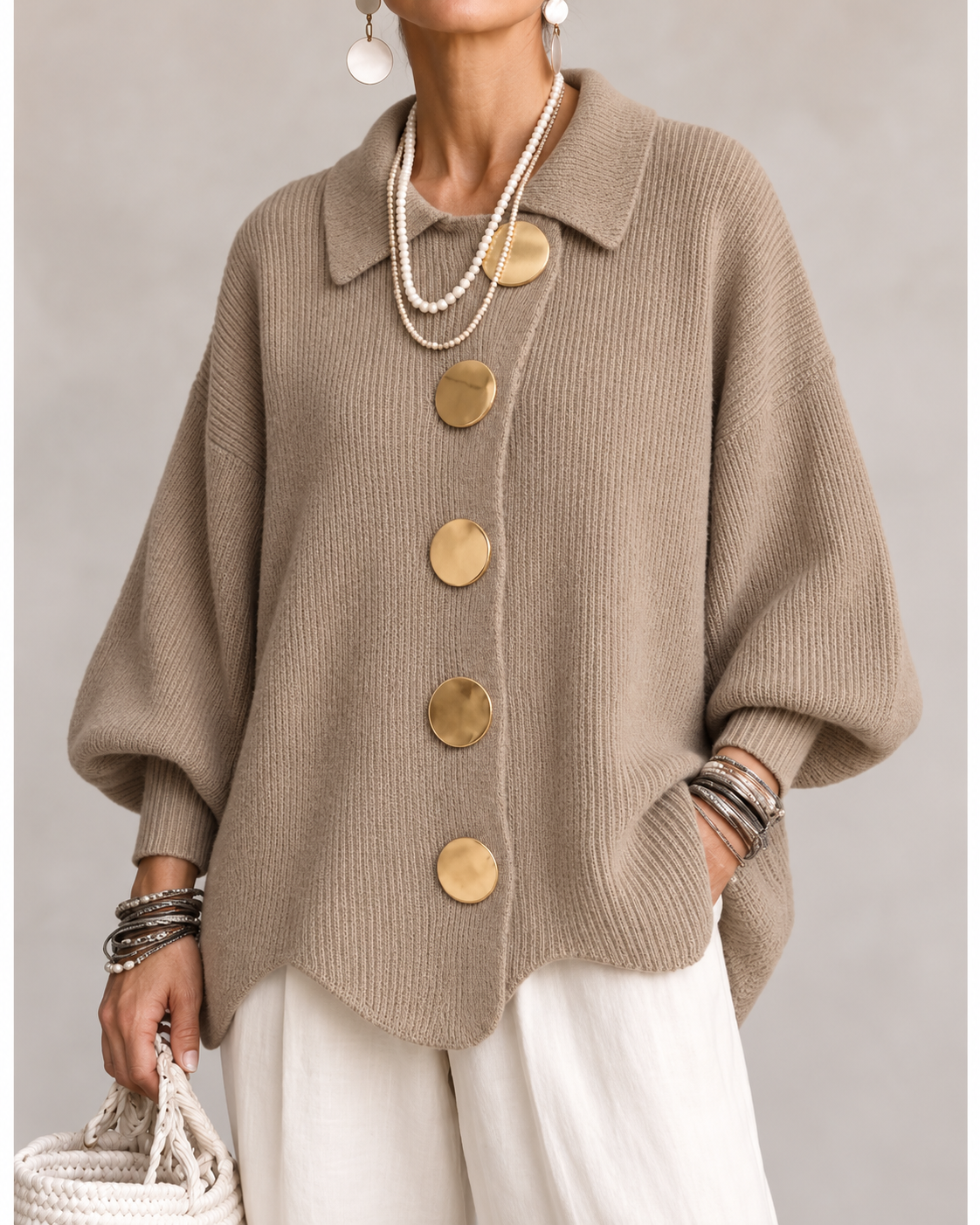 Adela | Cárdigan Oversize con Cuello