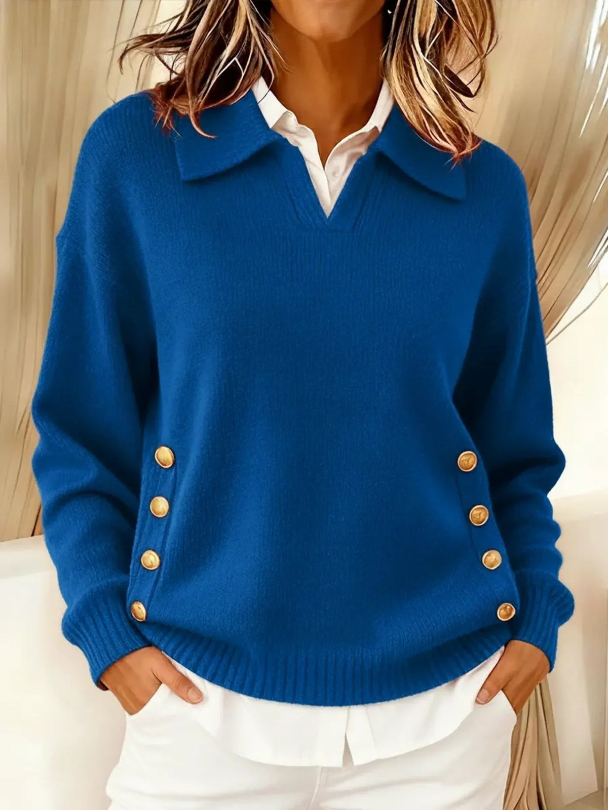 Erminia | Jersey con Cuello Polo y Botones