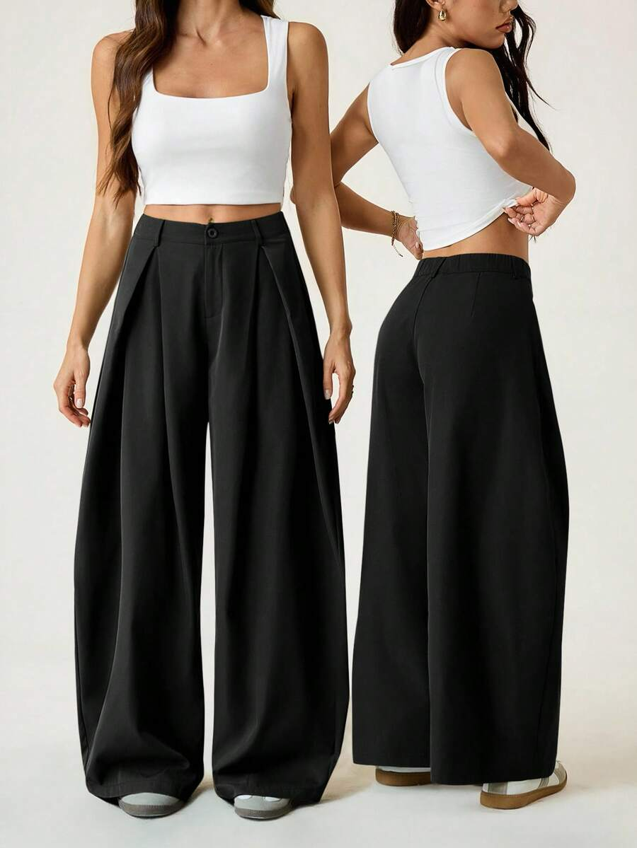 Ámbar - Pantalón Bombacho con Pinzas y Caída Extra