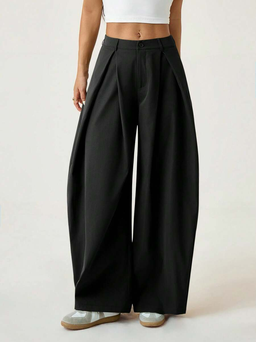 Ámbar - Pantalón Bombacho con Pinzas y Caída Extra