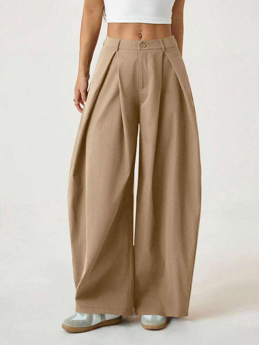 Ámbar - Pantalón Bombacho con Pinzas y Caída Extra