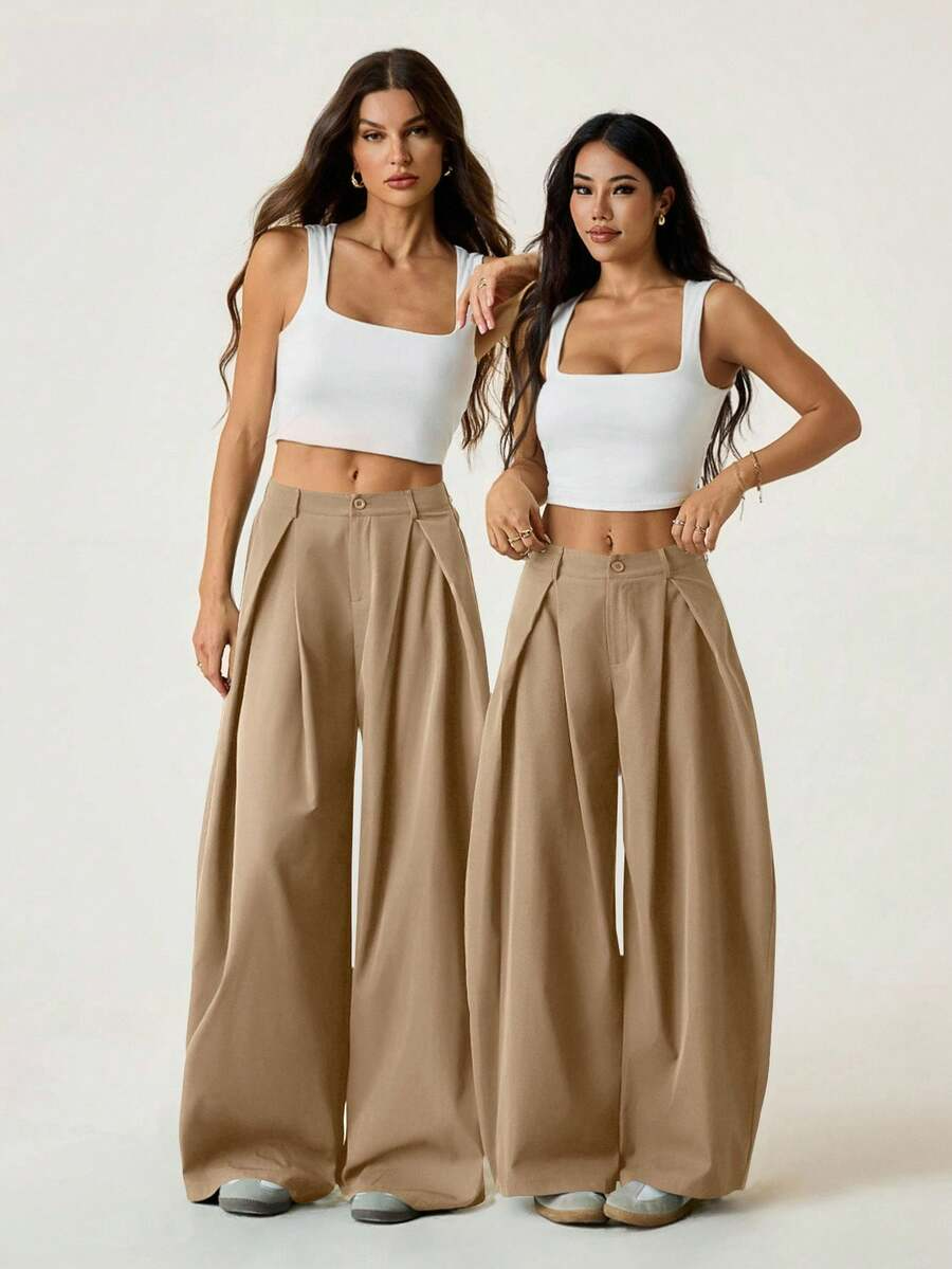 Ámbar - Pantalón Bombacho con Pinzas y Caída Extra