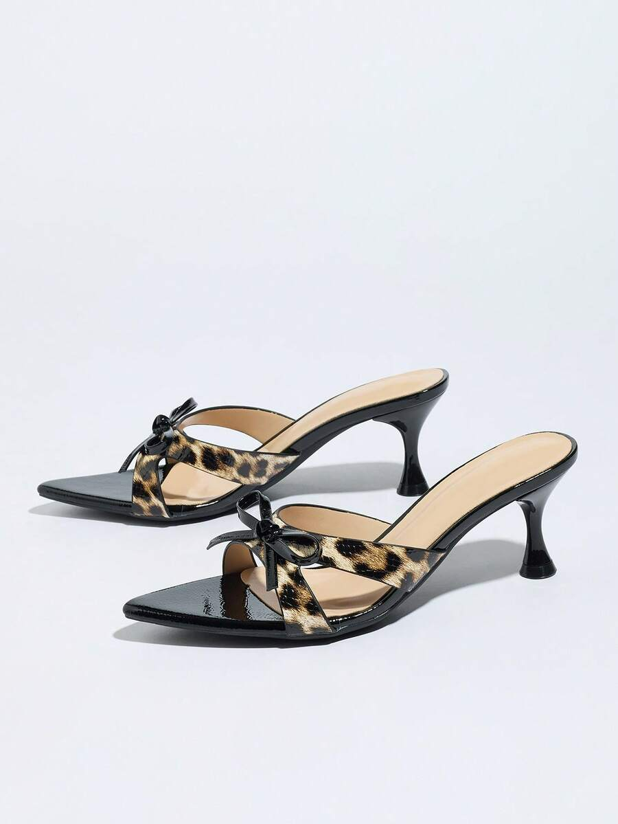 Selva - Tacones leopardo con lazo y tacón esculpido