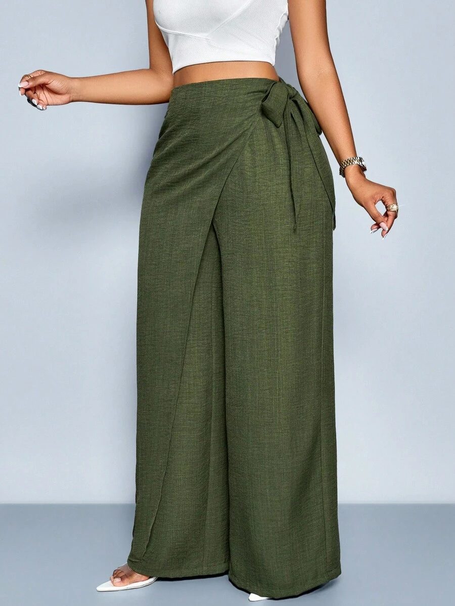Nadia - Pantalón Palazzo Cruzado con Lazo lateral
