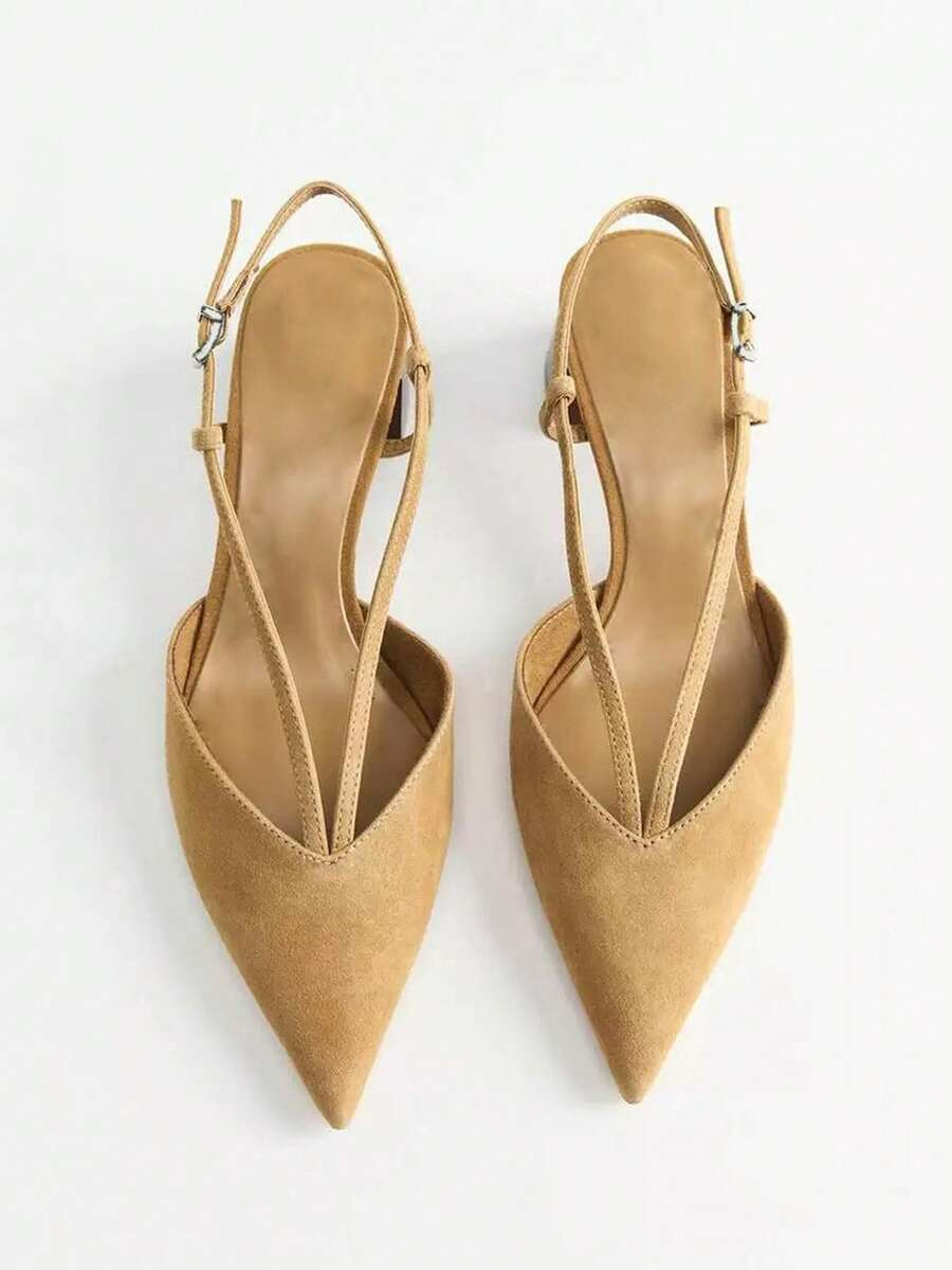 Nerea - Slingback de Tacón Bloque en Ante con Corte en V