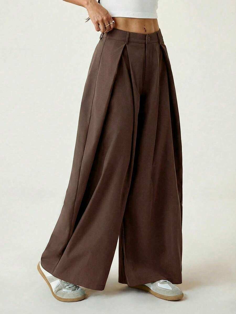 Ámbar - Pantalón Bombacho con Pinzas y Caída Extra