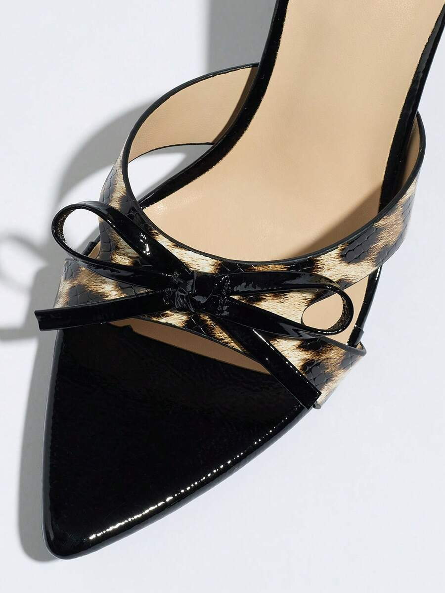 Selva - Tacones leopardo con lazo y tacón esculpido