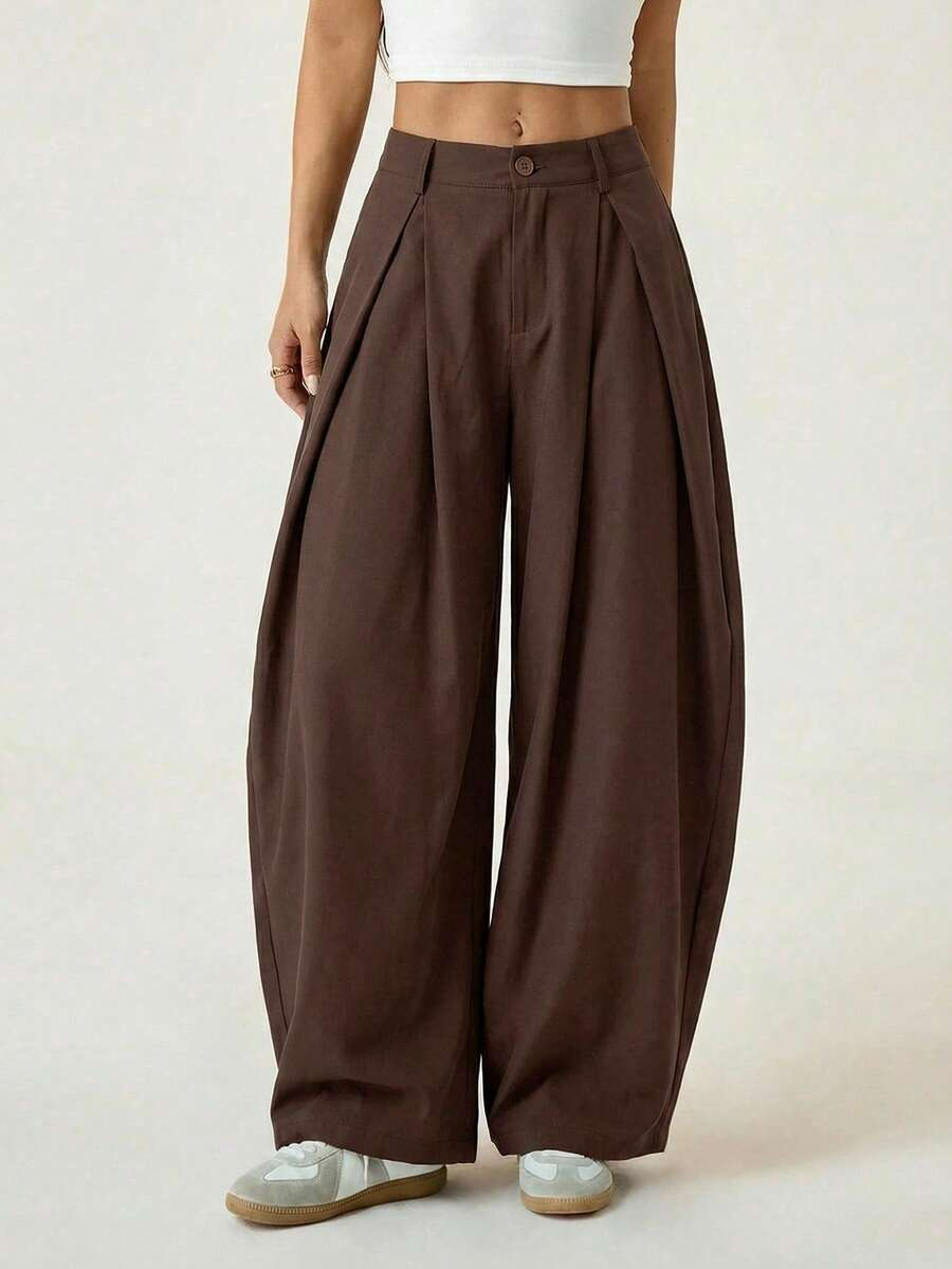 Ámbar - Pantalón Bombacho con Pinzas y Caída Extra