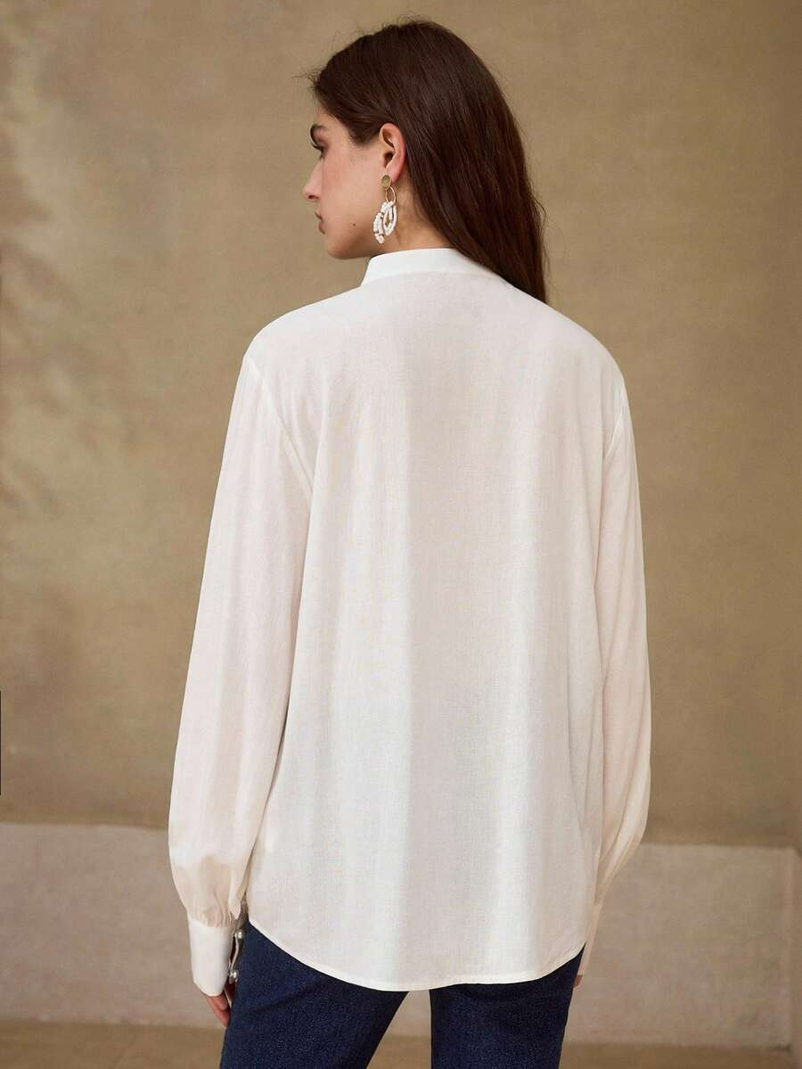 Isabella - Blusa Blanca Elegante con Encaje