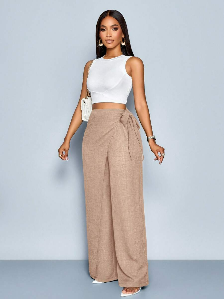 Nadia - Pantalón Palazzo Cruzado con Lazo lateral