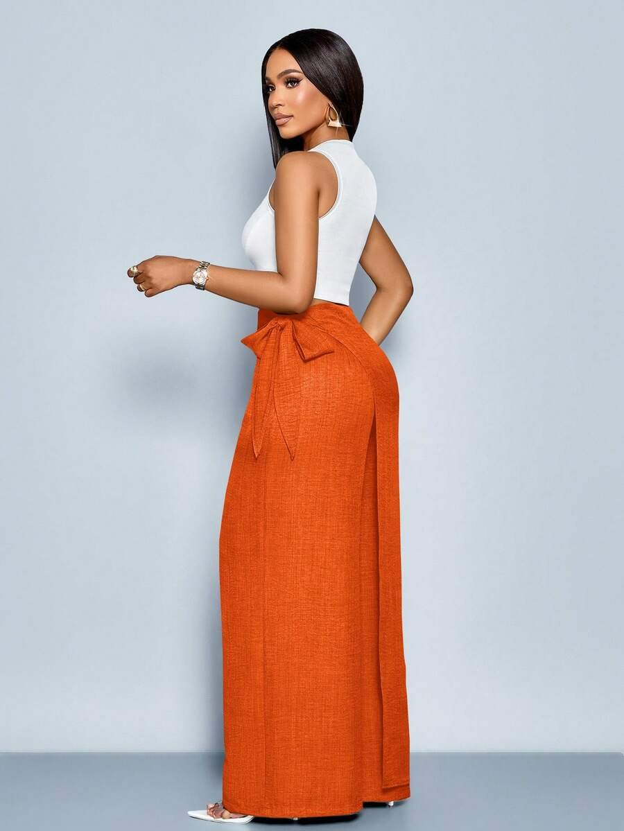 Nadia - Pantalón Palazzo Cruzado con Lazo lateral