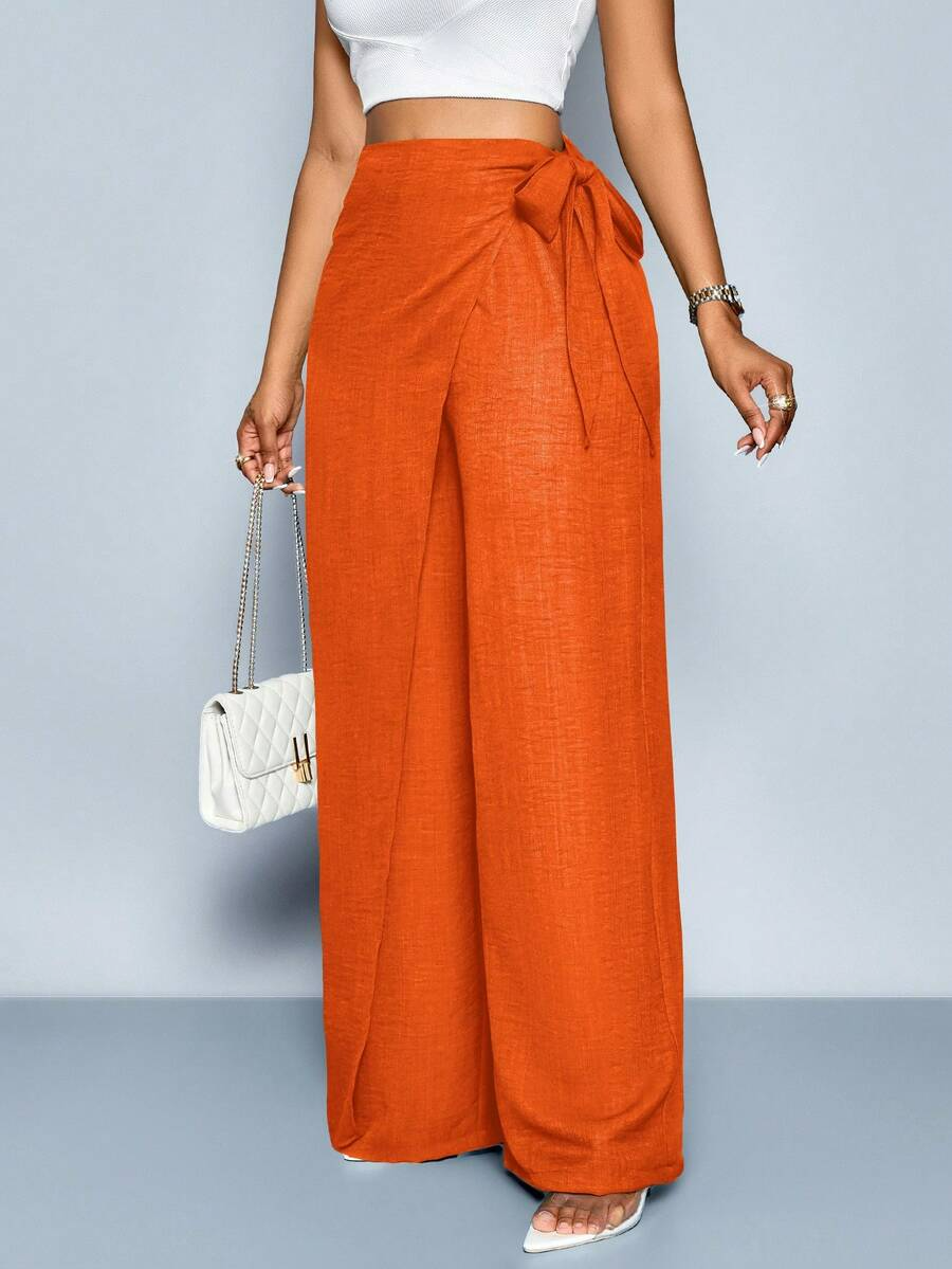 Nadia - Pantalón Palazzo Cruzado con Lazo lateral