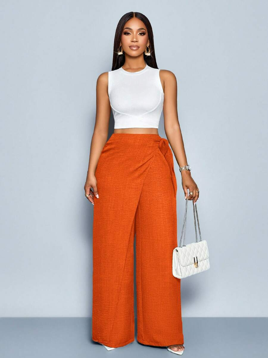 Nadia - Pantalón Palazzo Cruzado con Lazo lateral