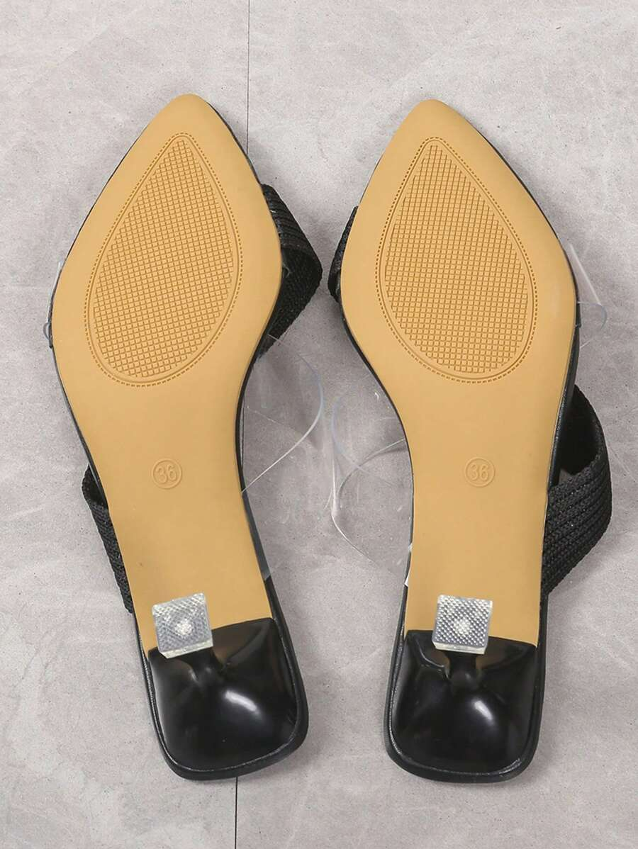 Luna - Tacones de Tira Elástica con Detalle Transparente