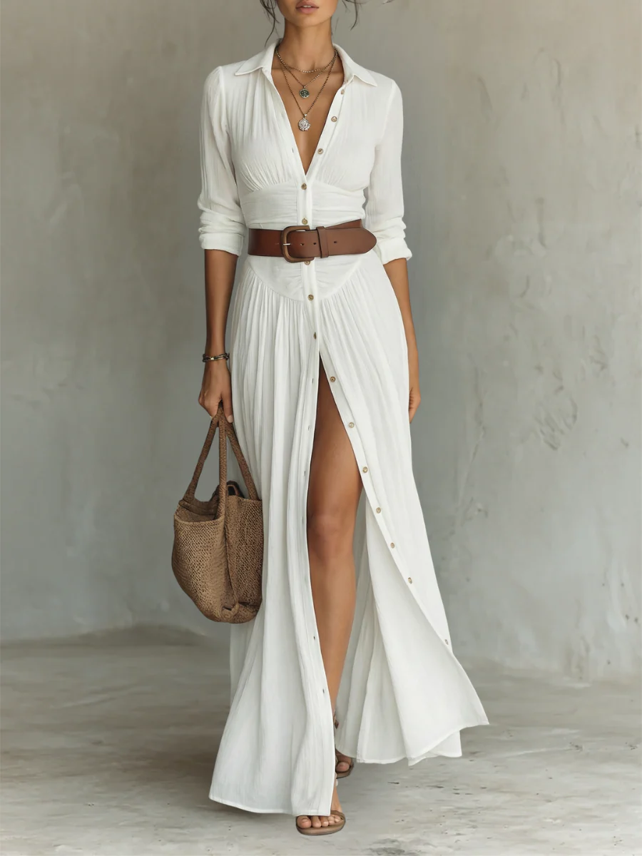 África - Vestido Maxi Camisero Sahara