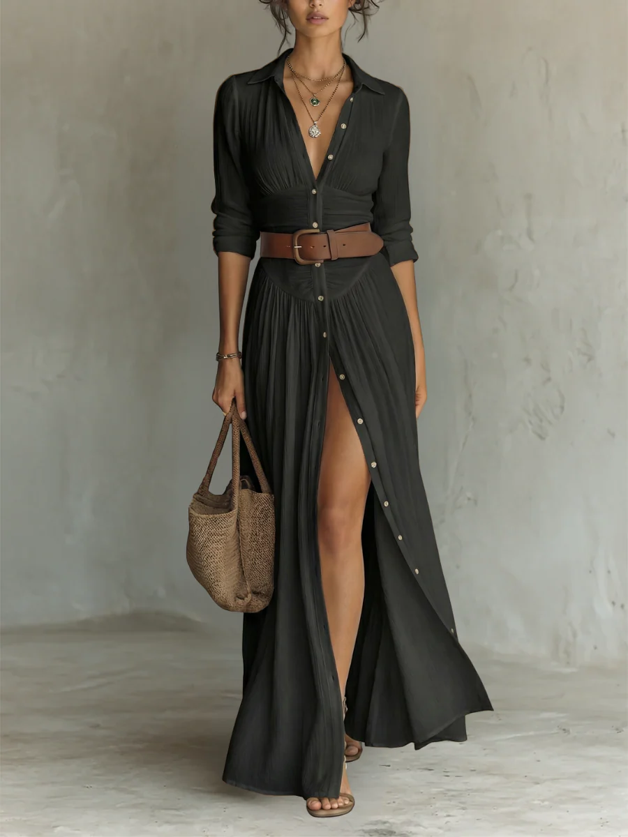 África - Vestido Maxi Camisero Sahara