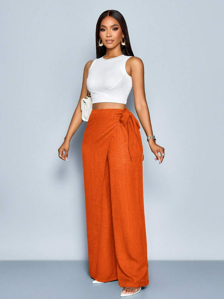Nadia - Pantalón Palazzo Cruzado con Lazo lateral