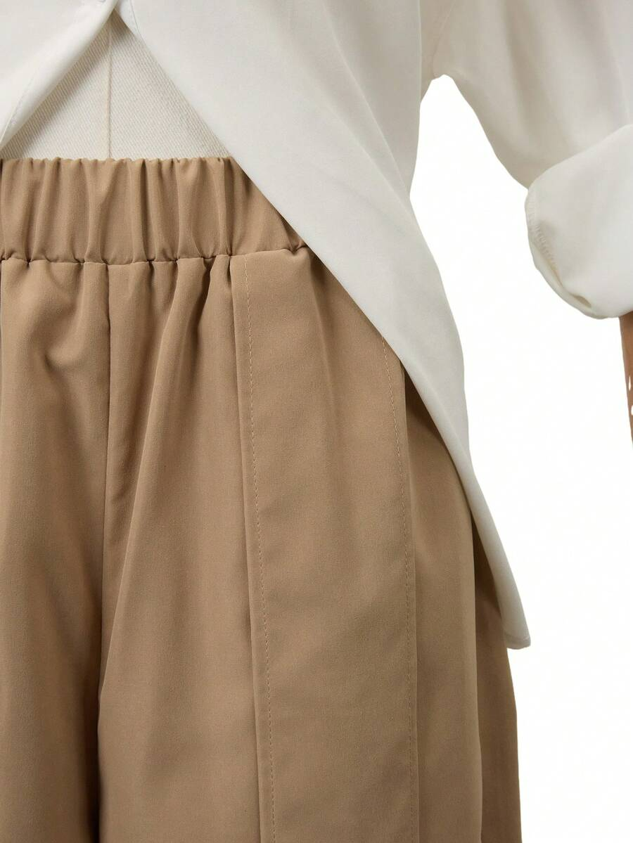 Palma - Pantalón Culotte Ancho con Pinzas y Cintura Elástica