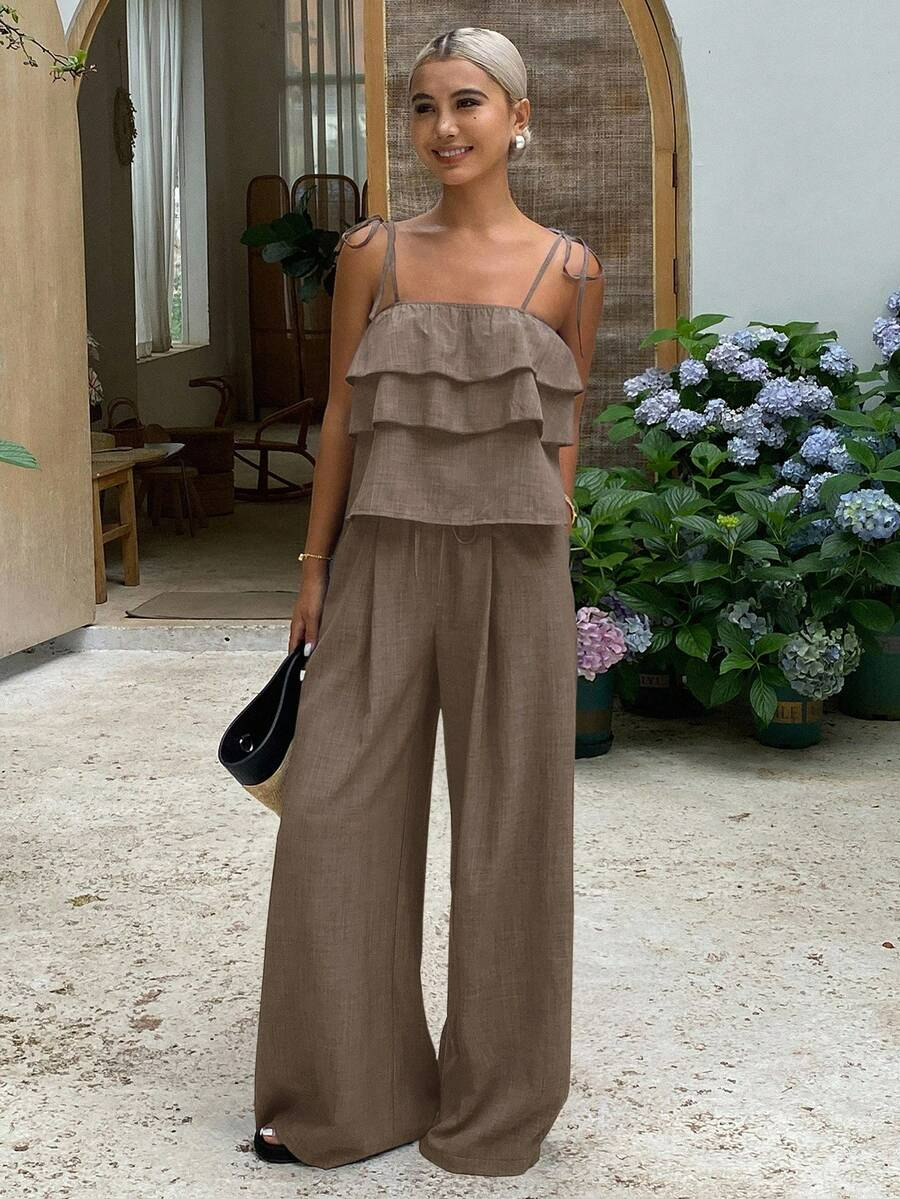Brisa - Conjunto Fluido Denim Ligero con Volantes