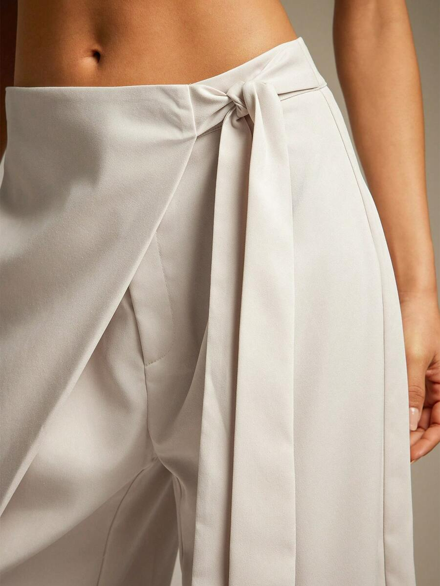 Allegra - Pantalón Wide Leg Drapeado con Lazo Suelto