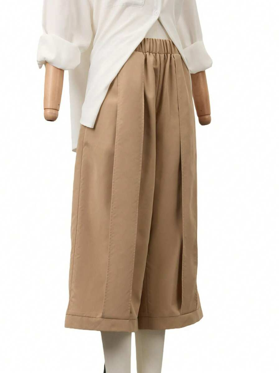 Palma - Pantalón Culotte Ancho con Pinzas y Cintura Elástica