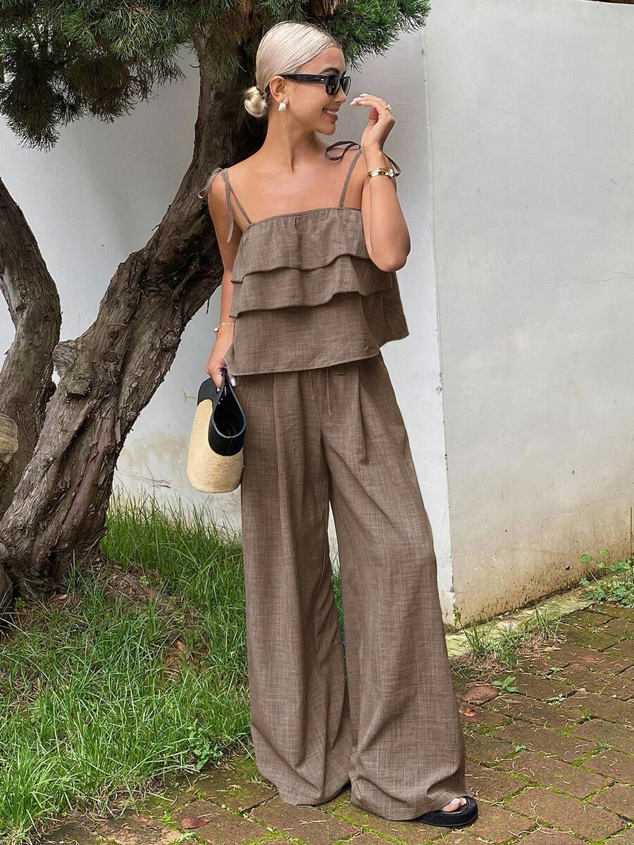 Brisa - Conjunto Fluido Denim Ligero con Volantes