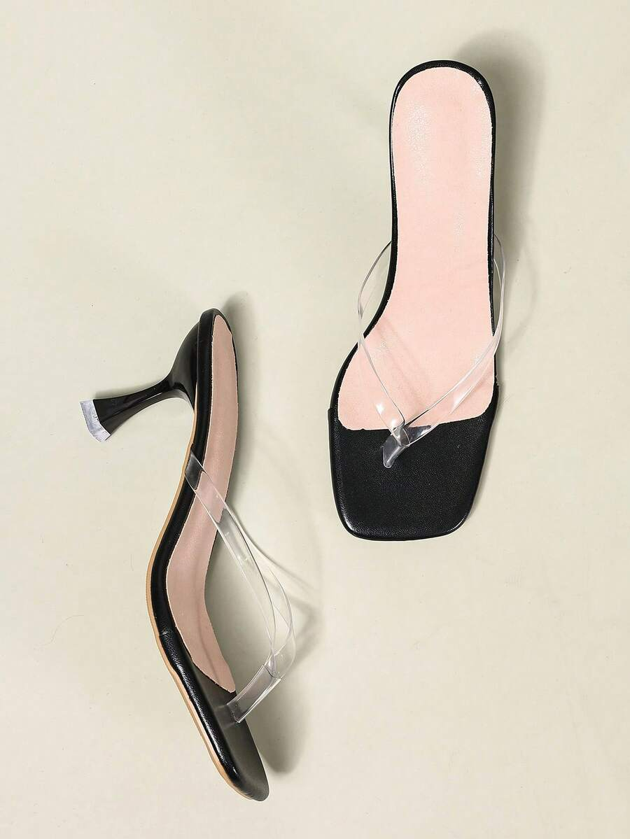Vivienne - Mule de Tacón Kitten con Tiras Transparentes