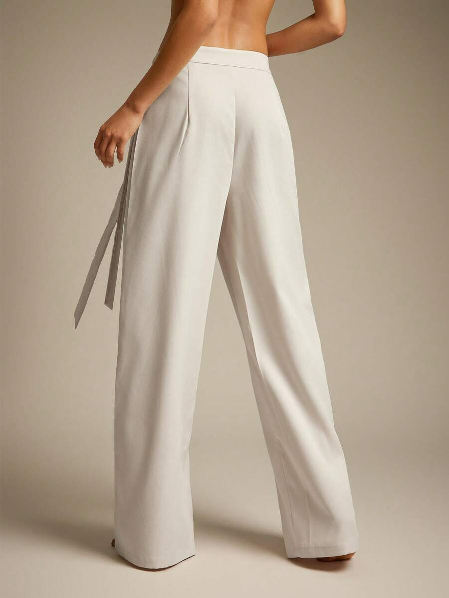 Allegra - Pantalón Wide Leg Drapeado con Lazo Suelto