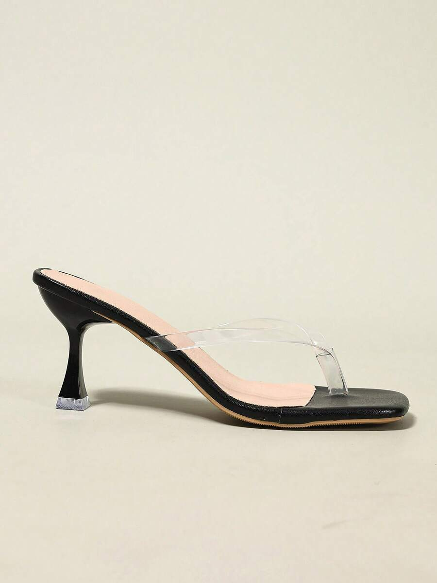 Vivienne - Mule de Tacón Kitten con Tiras Transparentes